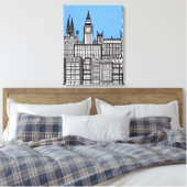 London City Black and White Leinwanddruck (Insitu (Schlafzimmer))