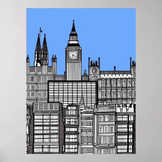 London City Black and White Poster (Vorne)