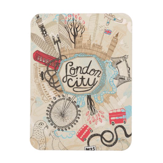 London City Doodle Art Magnet (Vertikal)