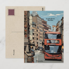 London City Iconic Red Bus England Personal Postkarte