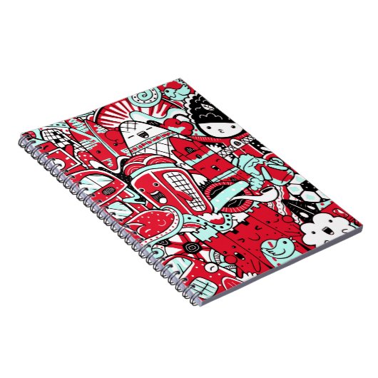 London City Scene, Cute Doodle Notizblock (Rechte Seite)