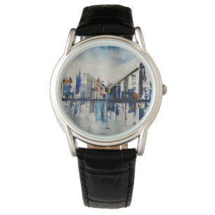 London City Skyline Abstract Painting Poster Postc Armbanduhr