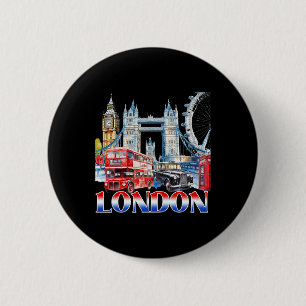 London City Souvenir Vintage Britischer Urlaubsvib Button
