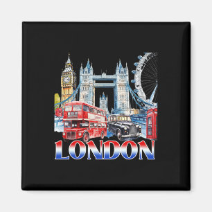 London City Souvenir Vintage Britischer Urlaubsvib Magnet