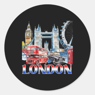 London City Souvenir Vintage Britischer Urlaubsvib Runder Aufkleber