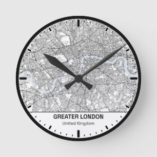 London Clock City Line Kunst Runde Wanduhr