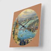 London Clock Tower Over the Bay Quadratische Wanduhr (Winkel)