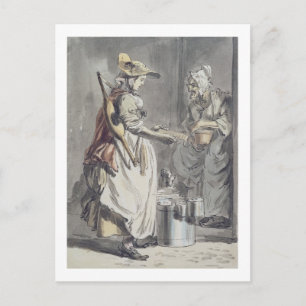 London Cries: A Milkmaid, c.1759 (Pen & Tinte, Pin Postkarte