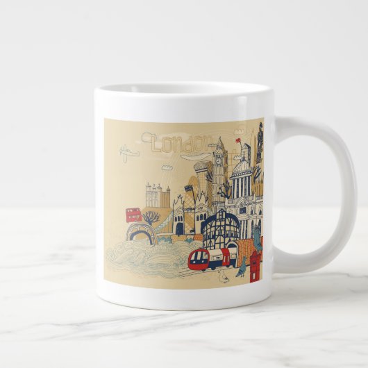 London Doodle Scene Jumbo-Tasse (Rechts)