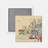 London Doodle Scene Magnet (Vorderseite/Rückseite)
