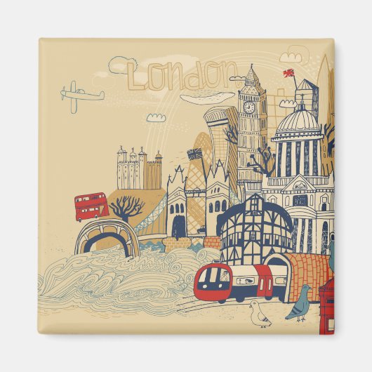 London Doodle Scene Magnet (Vorne)