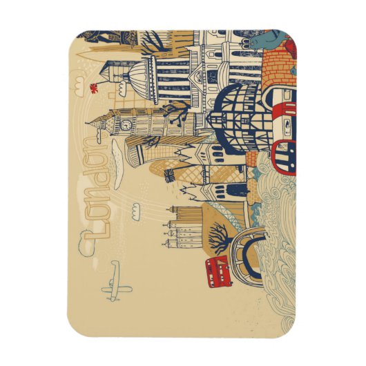 London Doodle Scene Magnet (Vertikal)