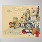 London Doodle Scene Poster (Vorne)