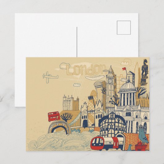 London Doodle Scene Postkarte (Vorne/Hinten)