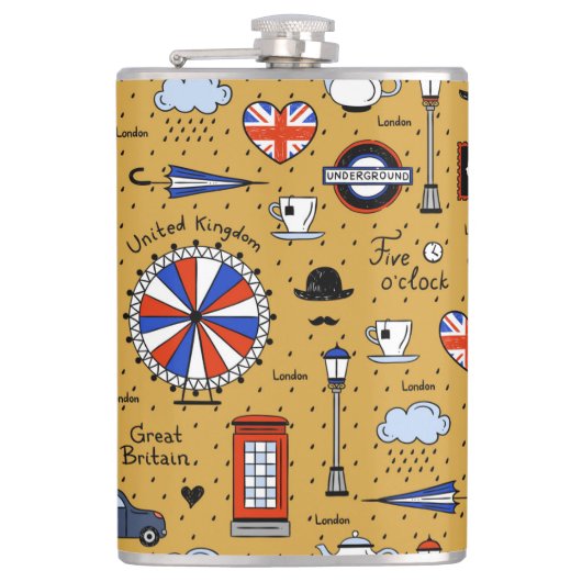 London Doodles Flachmann (Vorderseite)