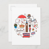 London Doodles Postkarte (Vorne/Hinten)