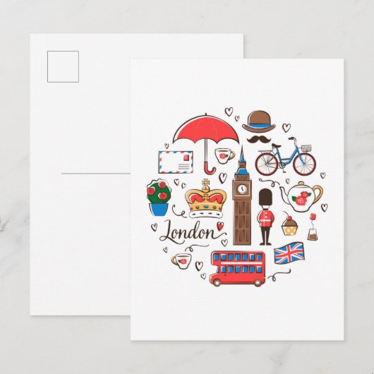 London Doodles Postkarte (Vorne/Hinten)