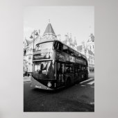 London Double Decker Bus Black and White Poster (Vorne)