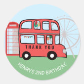 London Double Decker Bus Kindergeburtstag Sticker (Vorderseite)