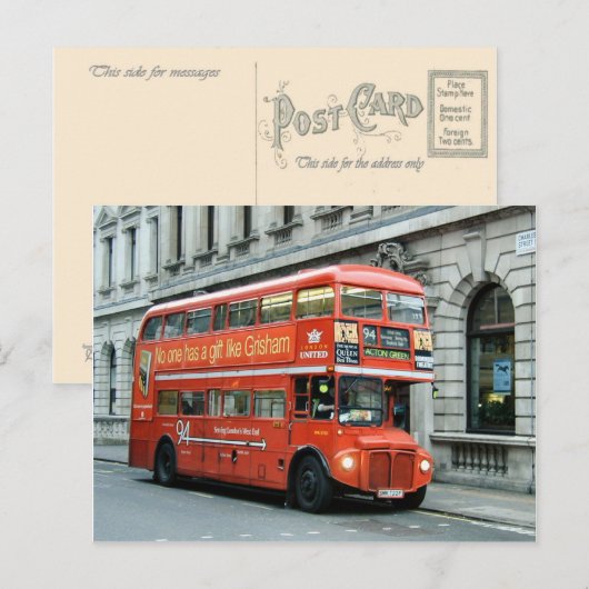 London Doubledecker Bus Postkarte (Vorne/Hinten)
