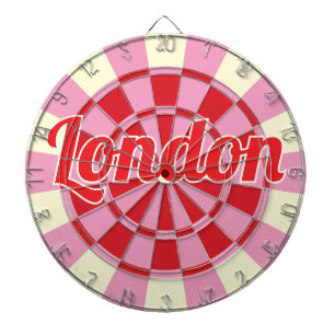 London editierbarer Text Vintage Rosa und Rot Desi Dartscheibe