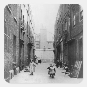 London-Elendsviertel, 1899 Quadratischer Aufkleber