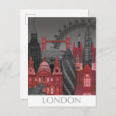 London Elevations by Night - Red Postkarte (Vorne/Hinten)
