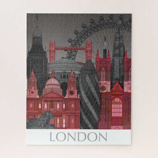 London Elevations by Night - Red Puzzle (Vertikal)