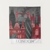 London Elevations by Night - Red Wandteppich (Vorderseite)