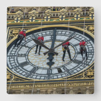 London Elizabeth Tower reinigt die Quadratwanduhr