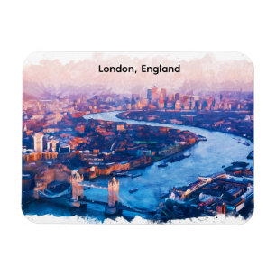 London England Aquarell Luftbild Stadtlandschaft Magnet