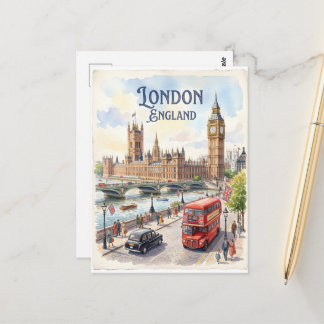 London England Aquarell Postkarte