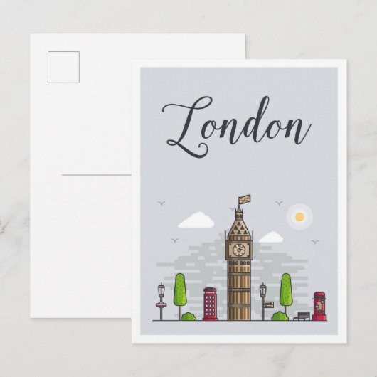 London England Art Travel Illustration Postkarte (Vorne/Hinten)