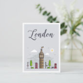 London England Art Travel Illustration Postkarte (Stehend Vorderseite)
