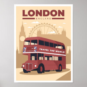 London England Art Vintage Travel Illustration Poster