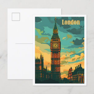 London England Art Vintage Travel Postkarte