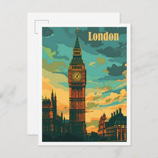 London England Art Vintage Travel Postkarte (Vorne/Hinten)