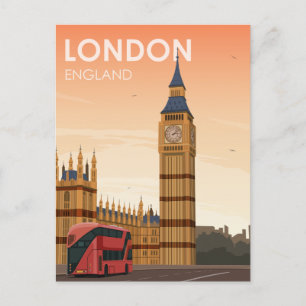 London England Big Ben bei Sunset Vintage Travel Postkarte