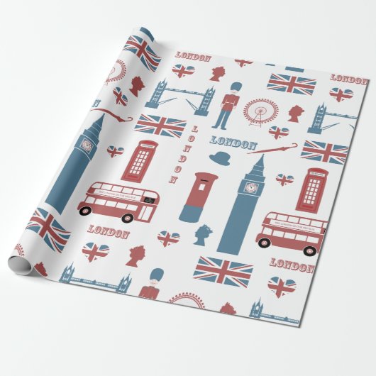 London England Big Ben English Flag Queen's Guard Geschenkpapier (Ungerollt)
