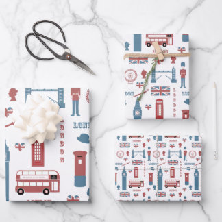 London England Big Ben English Flag Queen's Guard Geschenkpapier Set