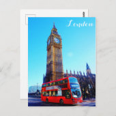 London England Big Ben Red Bus Postkarte (Vorne/Hinten)