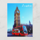 London England Big Ben Red Bus Postkarte (Vorderseite)