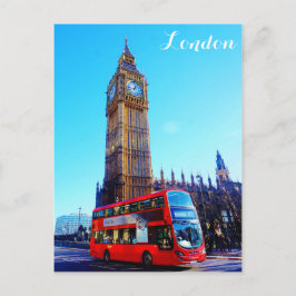 London England Big Ben Red Bus Postkarte