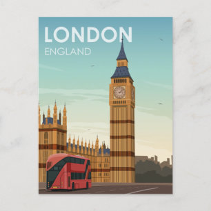 London England Big Ben Vintage Reise Postkarte