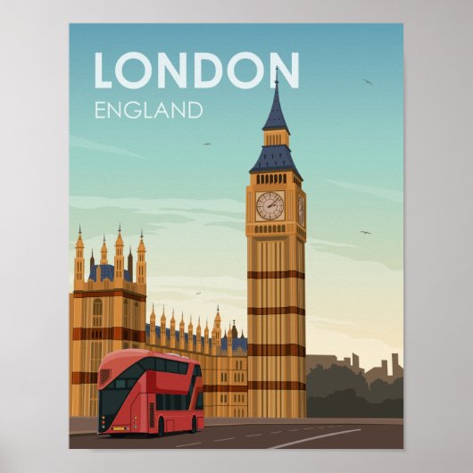 London England Big Ben Vintage Travel Poster (Vorne)