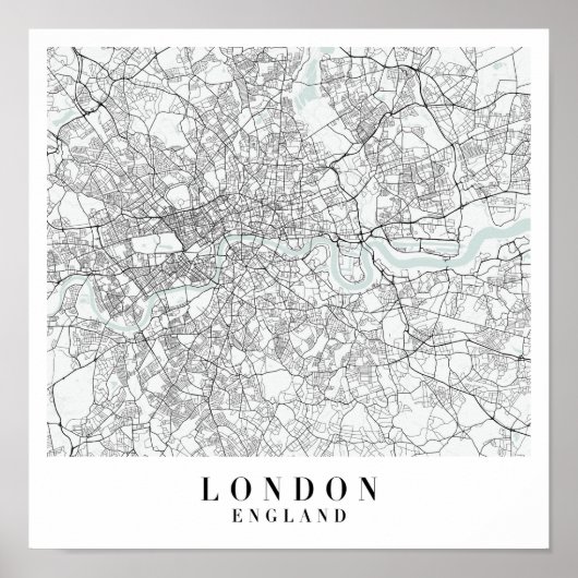 London England Blue Water Street Map Poster (Vorne)
