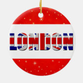 London England Britische Flagge Red Snowflake Keramik Ornament (Hinten)