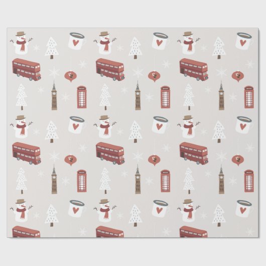 London England British Christmas Wrapping Paper Geschenkpapier (Flach)
