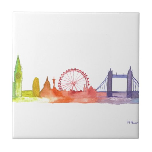 London England bunter Regenbogen modern Fliese (Vorderseite)