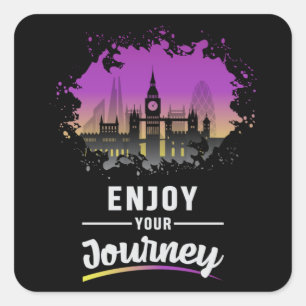 London England City Cityscape Skyline Funny Gesche Quadratischer Aufkleber